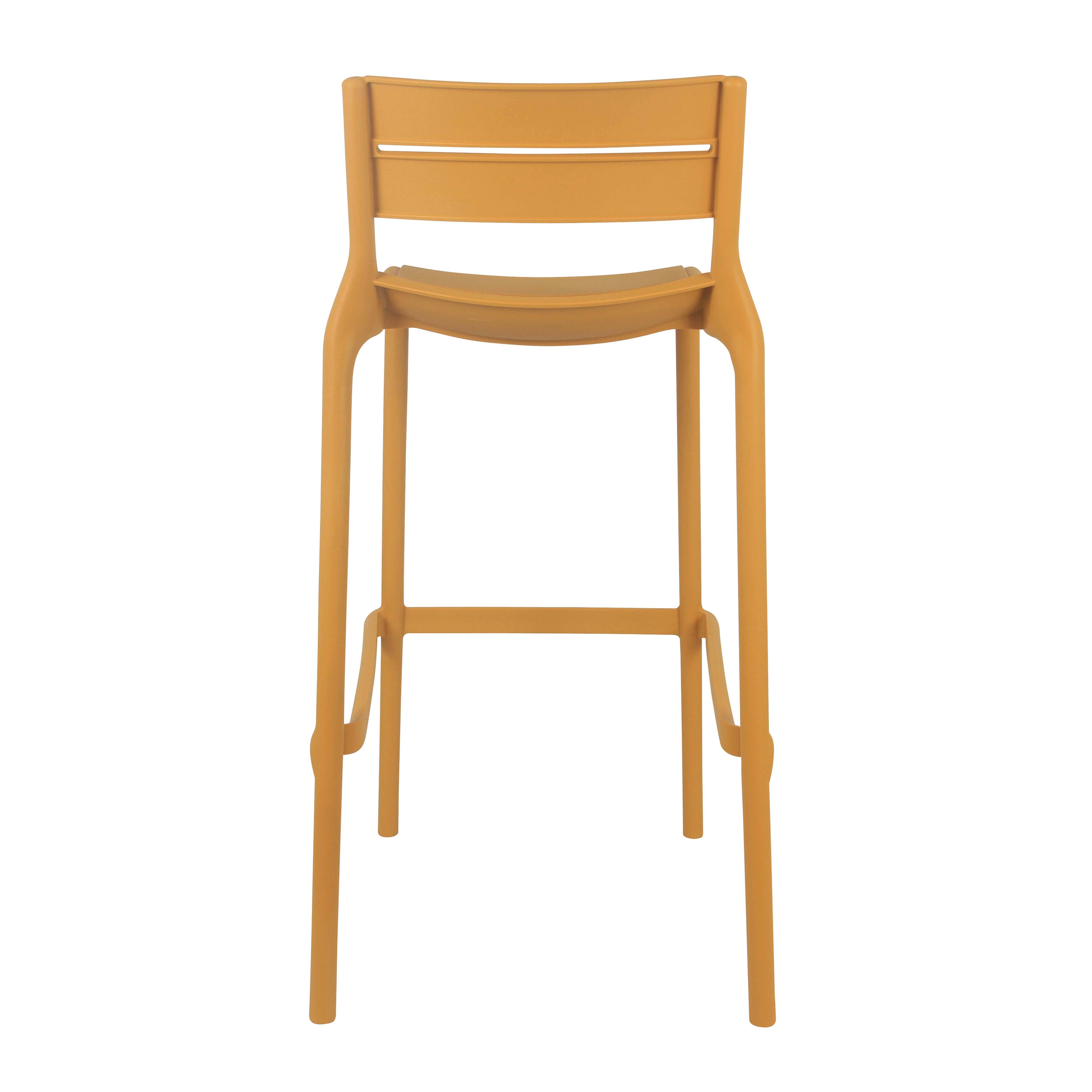 Oviala - Lot de 4 chaises hautes de terrasse en plastique jaune moutarde - Oviala - Imagen 6