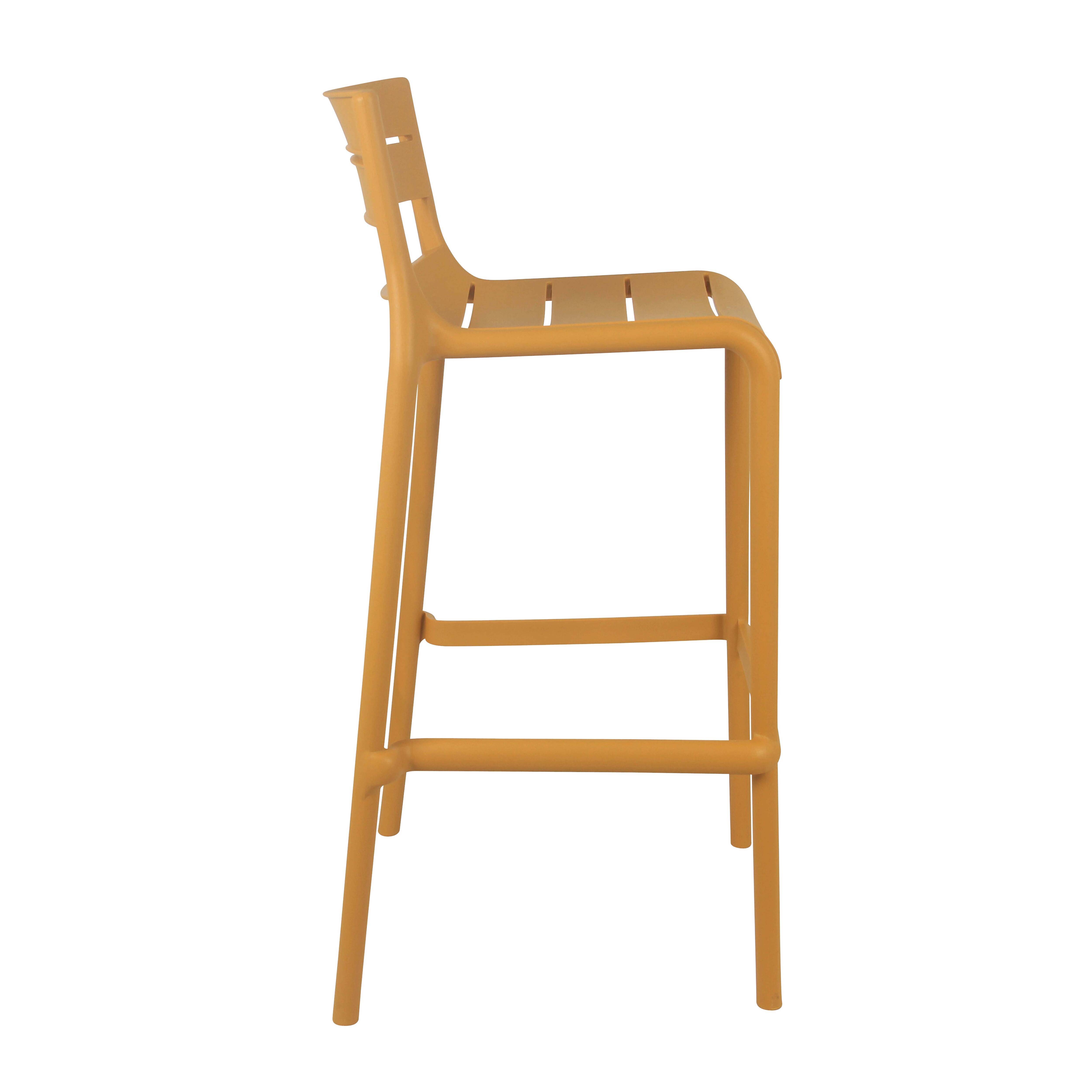 Oviala - Lot de 4 chaises hautes de terrasse en plastique jaune moutarde - Oviala - Imagen 5