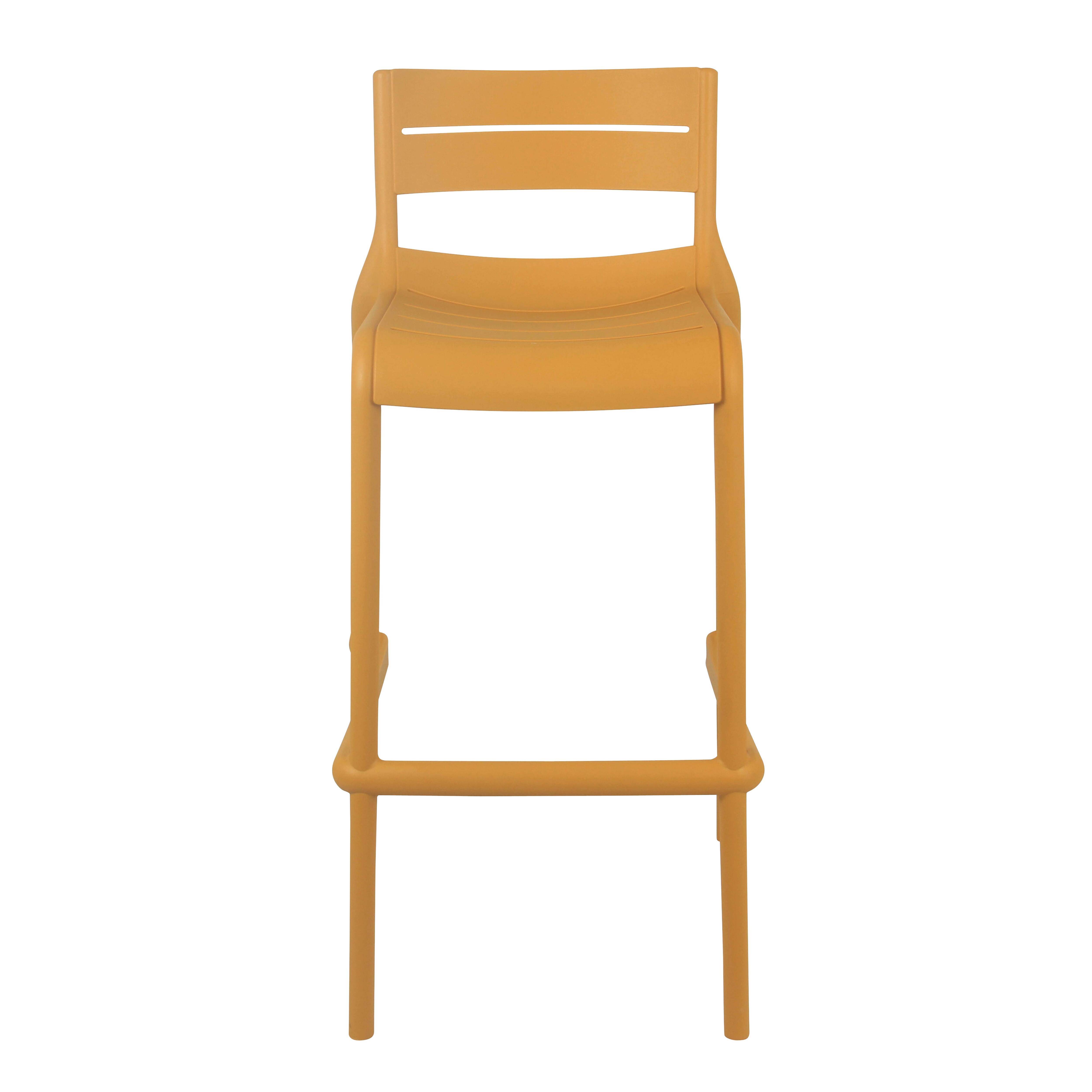 Oviala - Lot de 4 chaises hautes de terrasse en plastique jaune moutarde - Oviala - Imagen 3