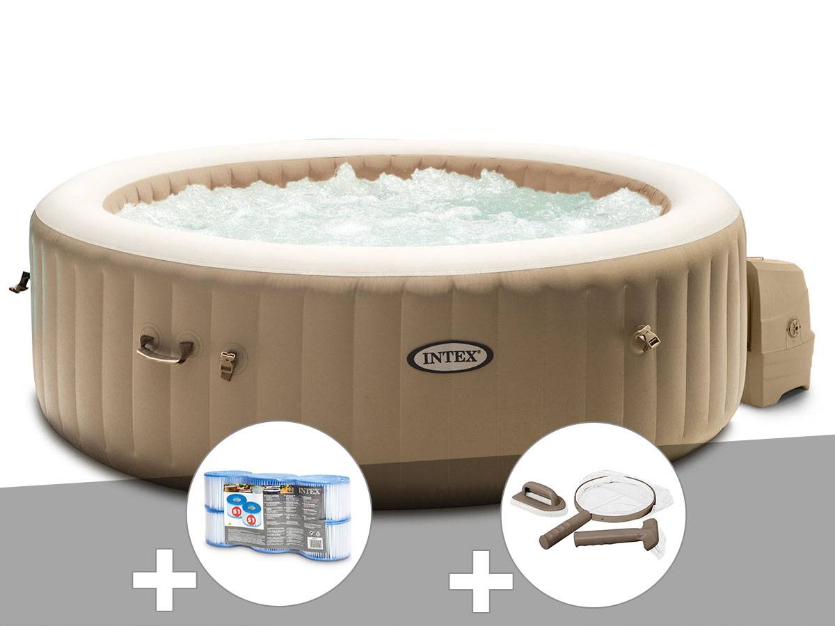 Kit spa gonflable Intex PureSpa Sahara rond Bulles 6 places + 6 filtres + Kit d'entretien - Imagen 1