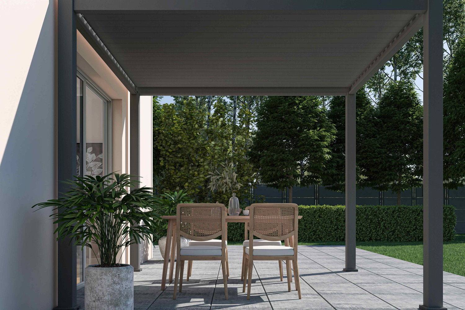 Ombrea - Pergola bioclimatique autoportante anthracite - 300 x 300 x H. 258 cm Ombréa - Image 3