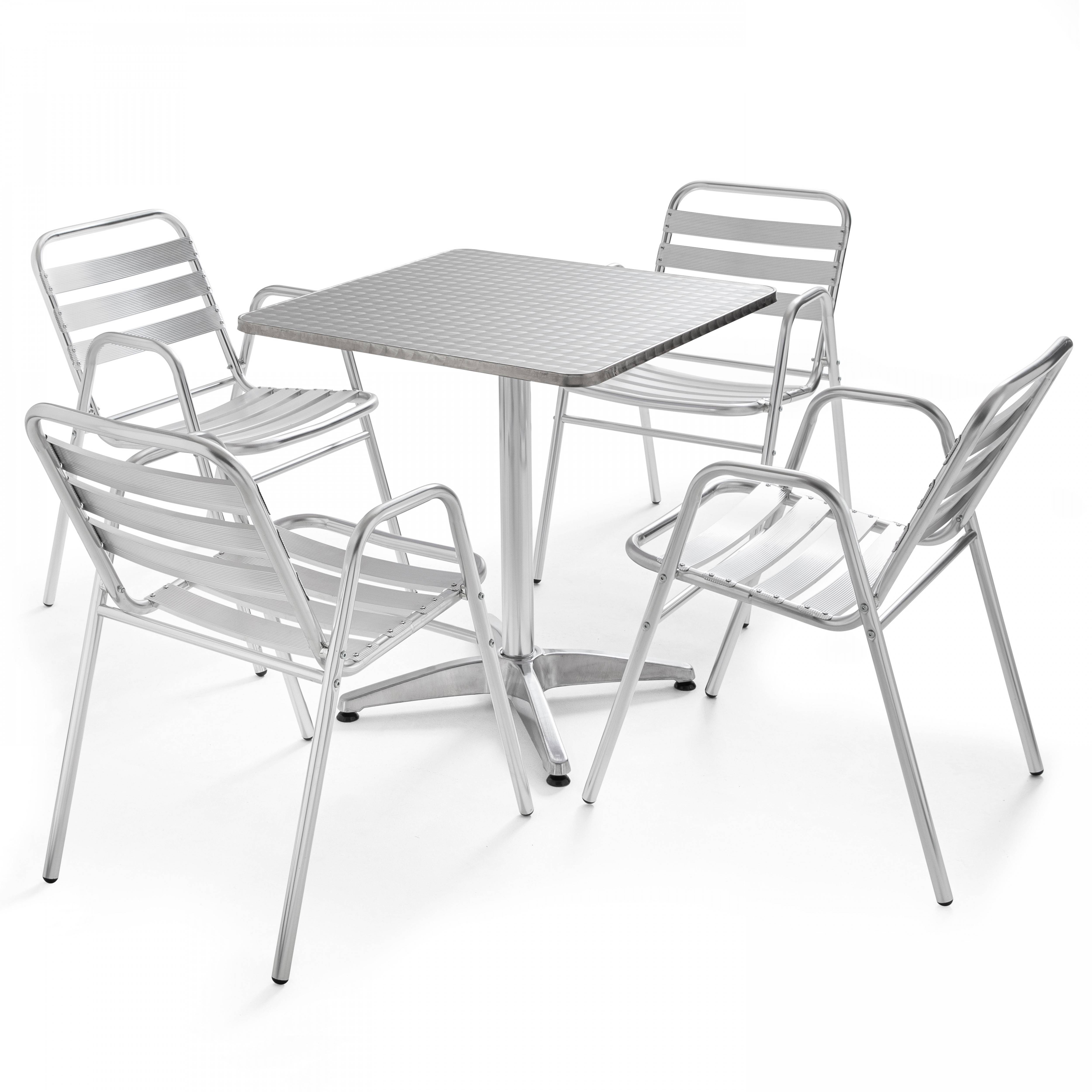 Oviala - Table carrée en aluminium gris Brixton - Oviala - Imagen 6