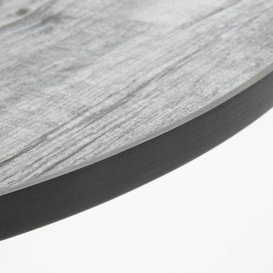 Oviala - Table bistrot ronde en acier et céramique effet bois gris Tivoli - Oviala - Image 2