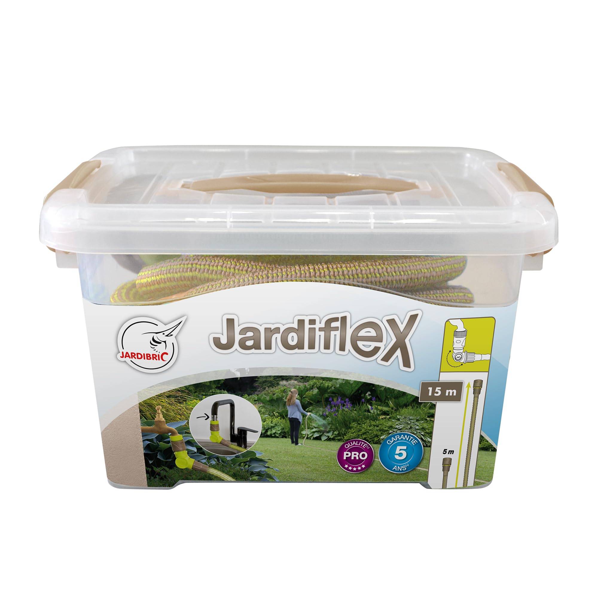 Jardibric - Jardibric - Tuyau Arrosage Extensible 15 m - Tuyau Arrosage Rétractable - Pistolet 7 Jets - Kit Arrosage Jardin - Imagen 6
