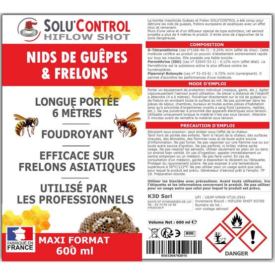 Tout pour les nuisibles - Bombe Guêpes, Frelons, Frelons Asiatiques - Maxi Format - 600ml - Destruction des nids - Longue portée 6m - Image 3