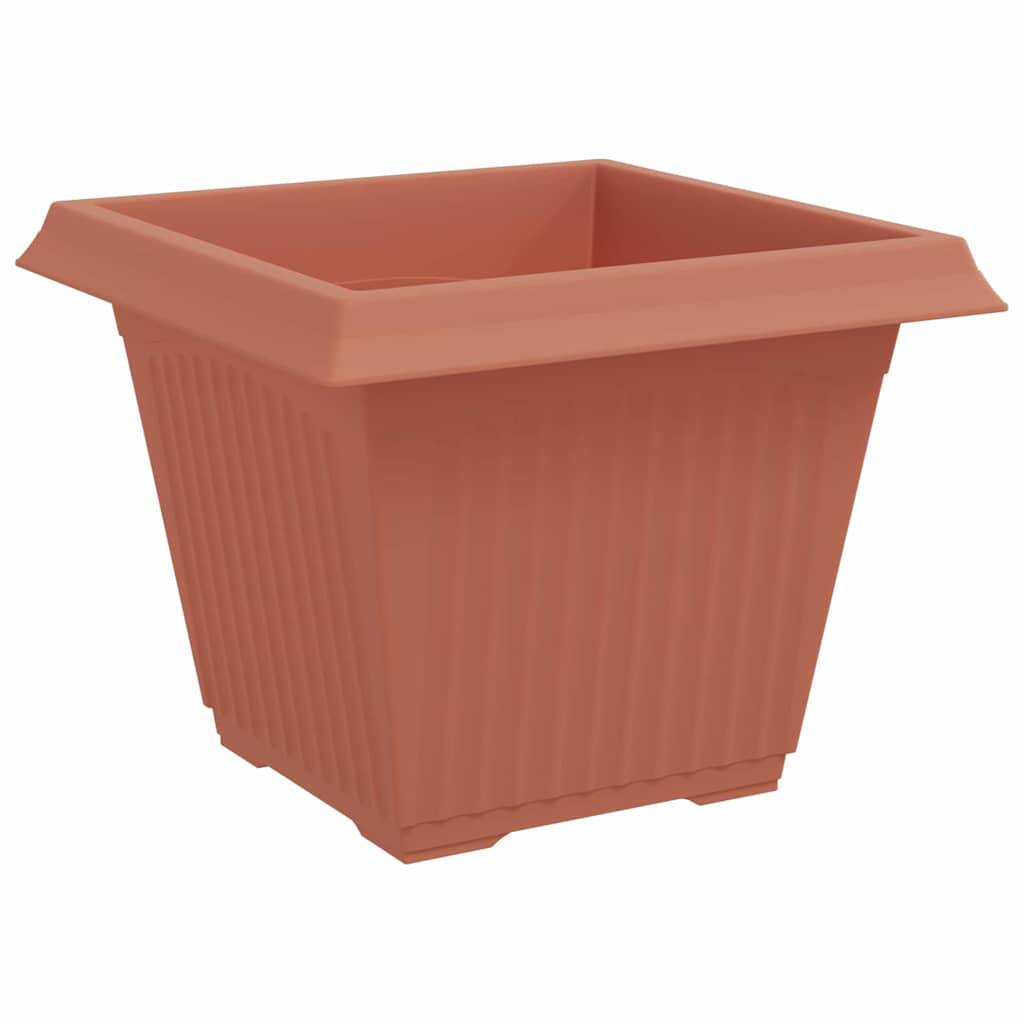 Lot de 6 Grands Pots de Fleurs Carrés Plastique pour Jardin Drainage 43x43x33,5 cm Rouge Brique - ComfortXL Outdoor Living - Image 5