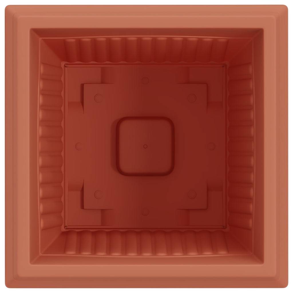 Lot de 6 Grands Pots de Fleurs Carrés Plastique pour Jardin Drainage 43x43x33,5 cm Rouge Brique - ComfortXL Outdoor Living - Image 7