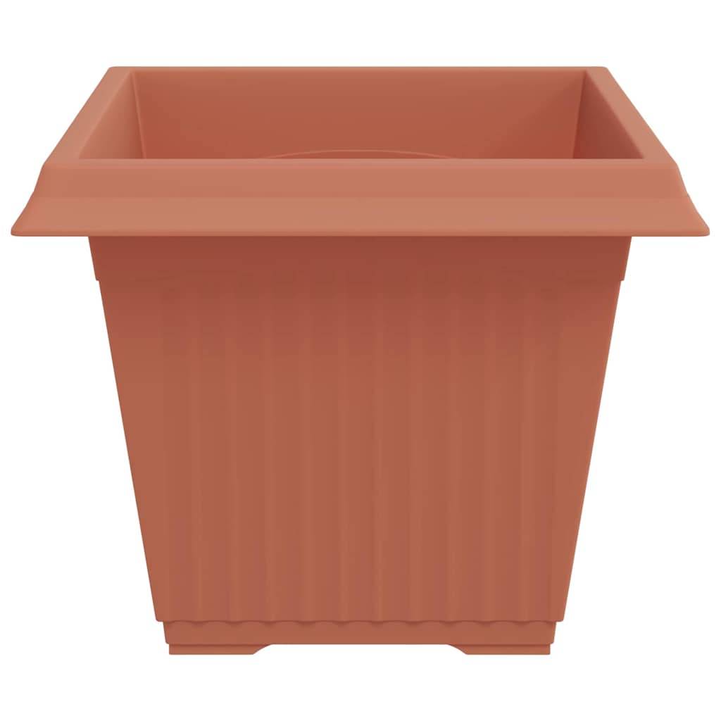 Lot de 6 Grands Pots de Fleurs Carrés Plastique pour Jardin Drainage 43x43x33,5 cm Rouge Brique - ComfortXL Outdoor Living - Image 6