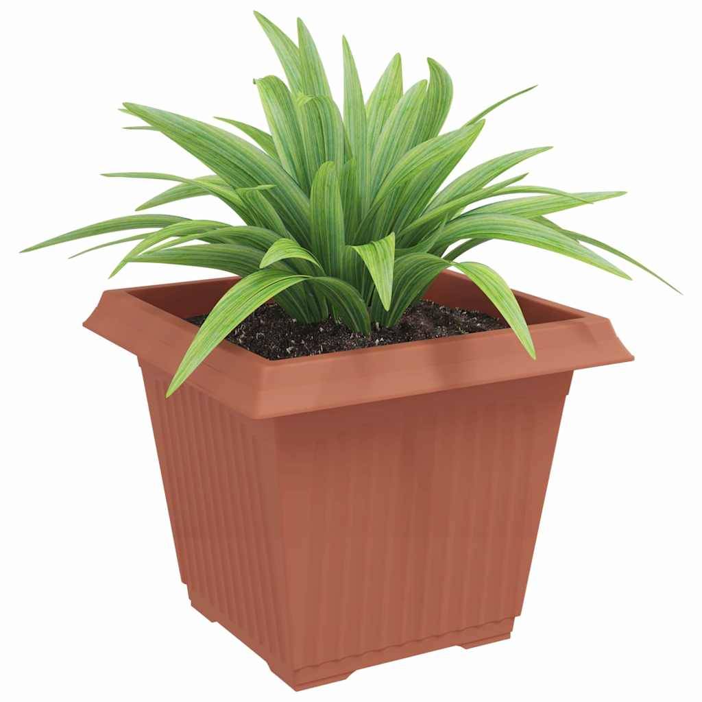 Lot de 6 Grands Pots de Fleurs Carrés Plastique pour Jardin Drainage 43x43x33,5 cm Rouge Brique - ComfortXL Outdoor Living - Image 3
