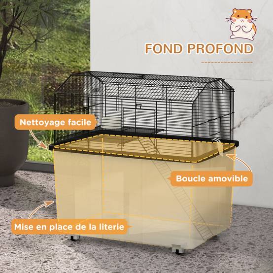 Cage pour hamster acier noir 57 x 43 x 57 cm - PANGIVO - Image 9