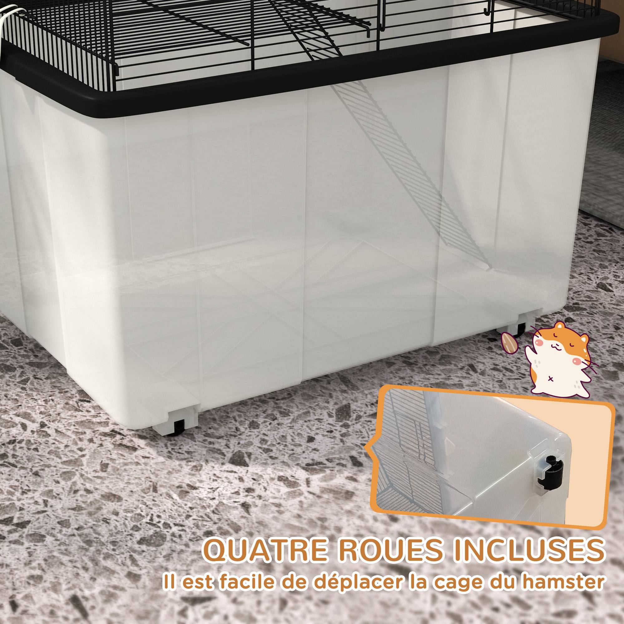 Cage pour hamster acier noir 57 x 43 x 57 cm - PANGIVO - Image 7