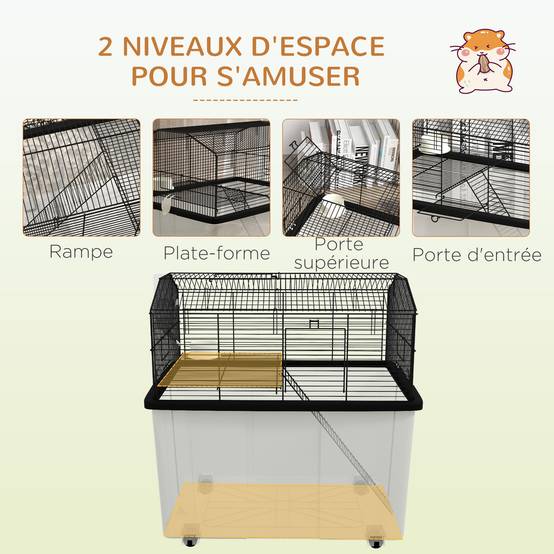 Cage pour hamster acier noir 57 x 43 x 57 cm - PANGIVO - Image 6