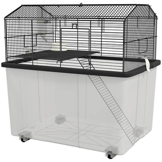 Cage pour hamster acier noir 57 x 43 x 57 cm - PANGIVO - Image 2