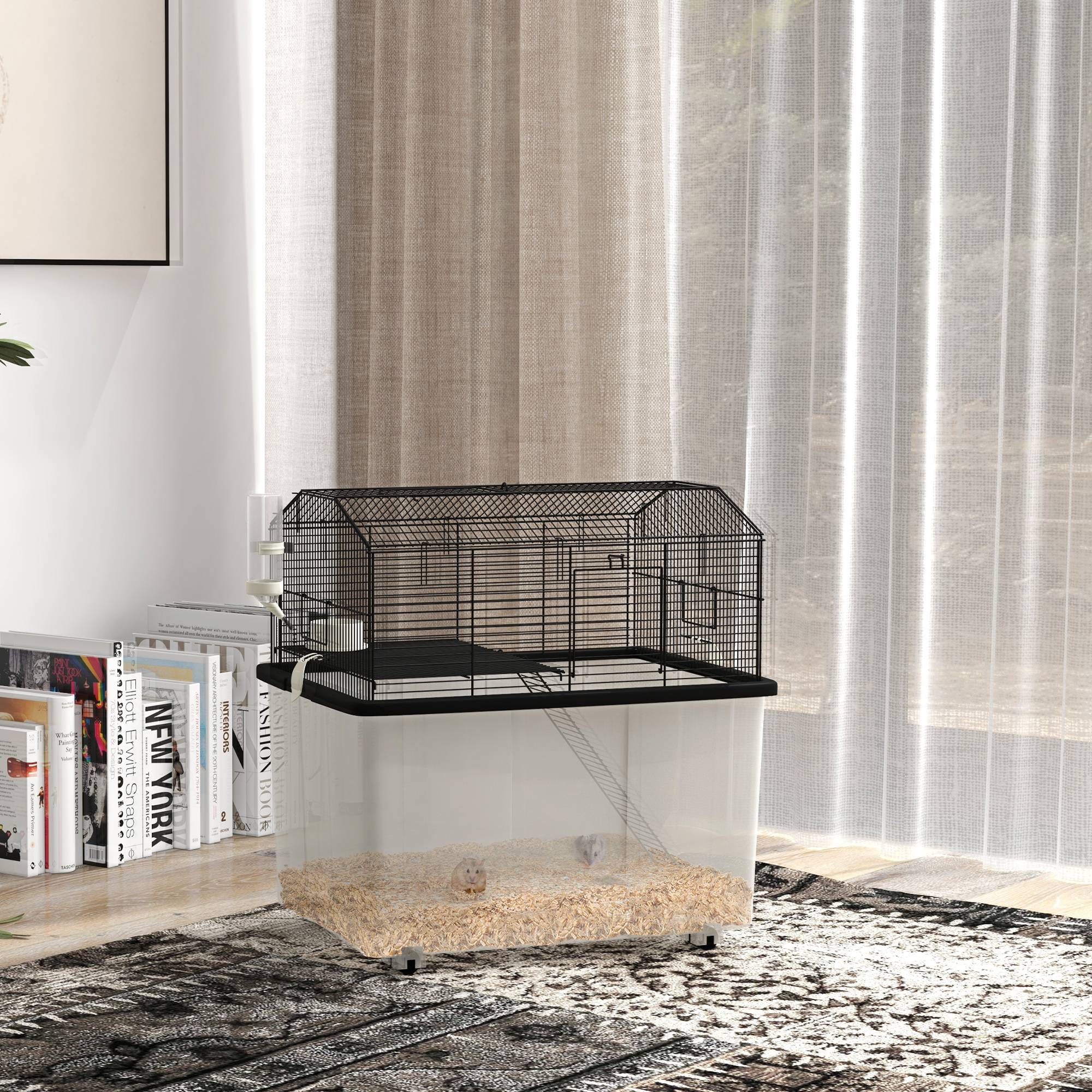 Cage pour hamster acier noir 57 x 43 x 57 cm - PANGIVO - Image 3