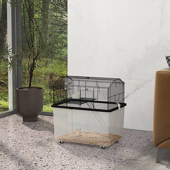 Cage pour hamster acier noir 57 x 43 x 57 cm - PANGIVO - Image 4
