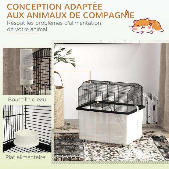 Cage pour hamster acier noir 57 x 43 x 57 cm - PANGIVO - Image 8
