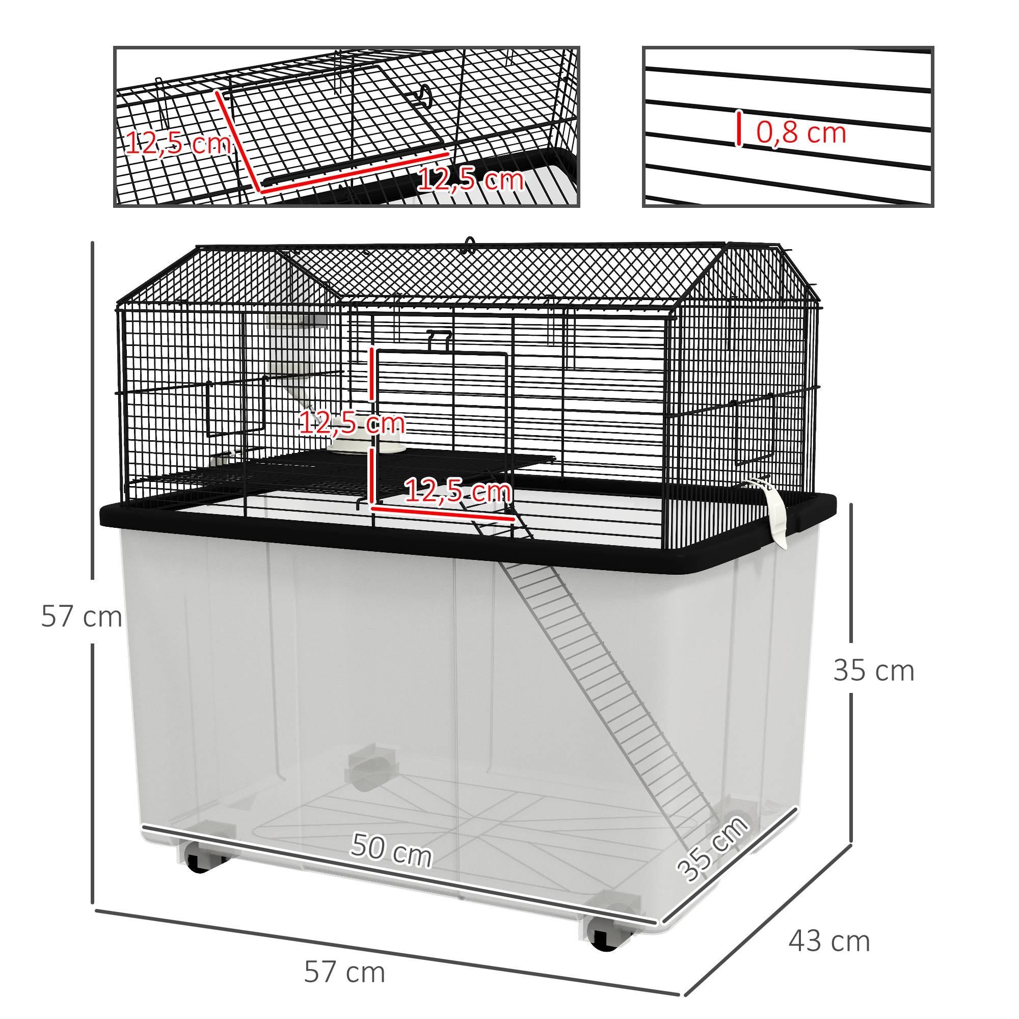 Cage pour hamster acier noir 57 x 43 x 57 cm - PANGIVO - Image 5