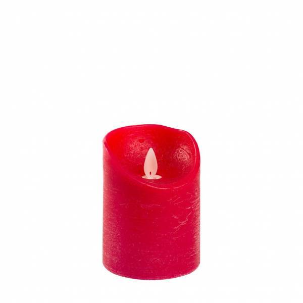 Bougie LED vraie Cire Rouge à piles Flamme vacillante H10cm Timer Blanc chaud Lotti - Image 7