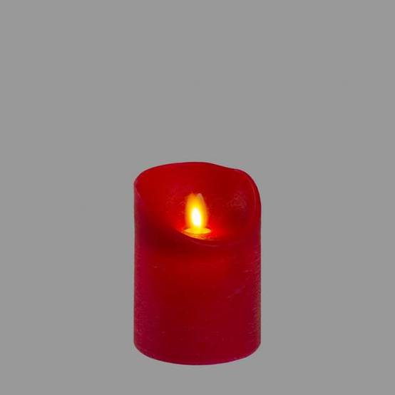 Bougie LED vraie Cire Rouge à piles Flamme vacillante H10cm Timer Blanc chaud Lotti - Image 1