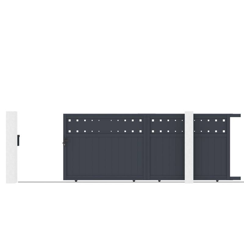 Portail coulissant aluminium 400x158 cm anthracite design moderne X-Metal - Imagen 1