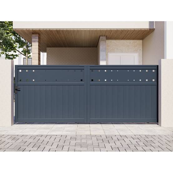 Portail coulissant aluminium 400x158 cm anthracite design moderne X-Metal - Image 7