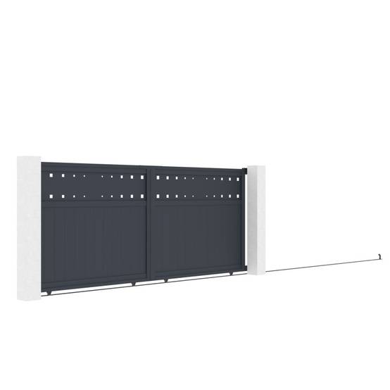 Portail coulissant aluminium 400x158 cm anthracite design moderne X-Metal - Image 3