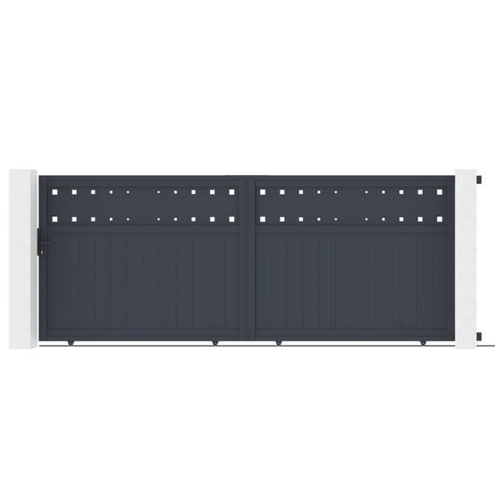 Portail coulissant aluminium 400x158 cm anthracite design moderne X-Metal - Image 2