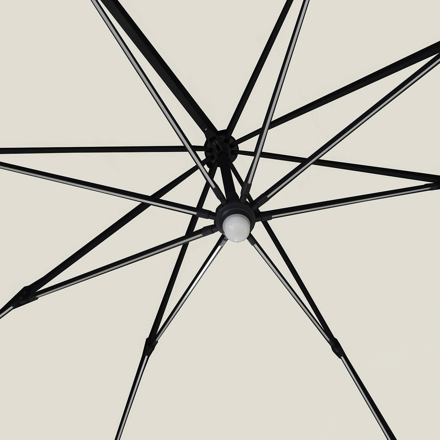 Autre - Parasol déporté LED 3x4m rectangle en aluminium + housse - rotatif 360° - Beige - ROME - Imagen 3