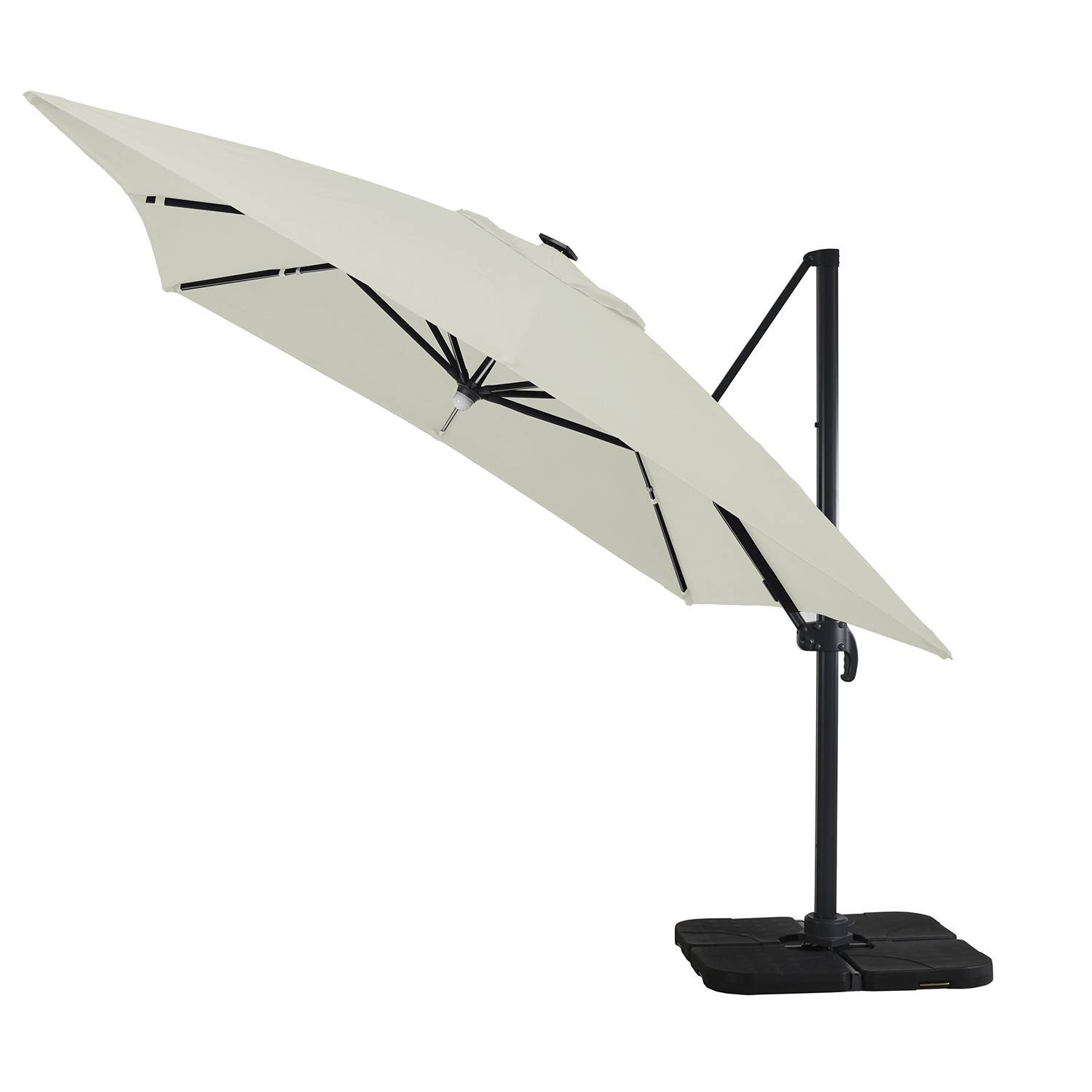 Autre - Parasol déporté LED 3x4m rectangle en aluminium + housse - rotatif 360° - Beige - ROME - Imagen 1
