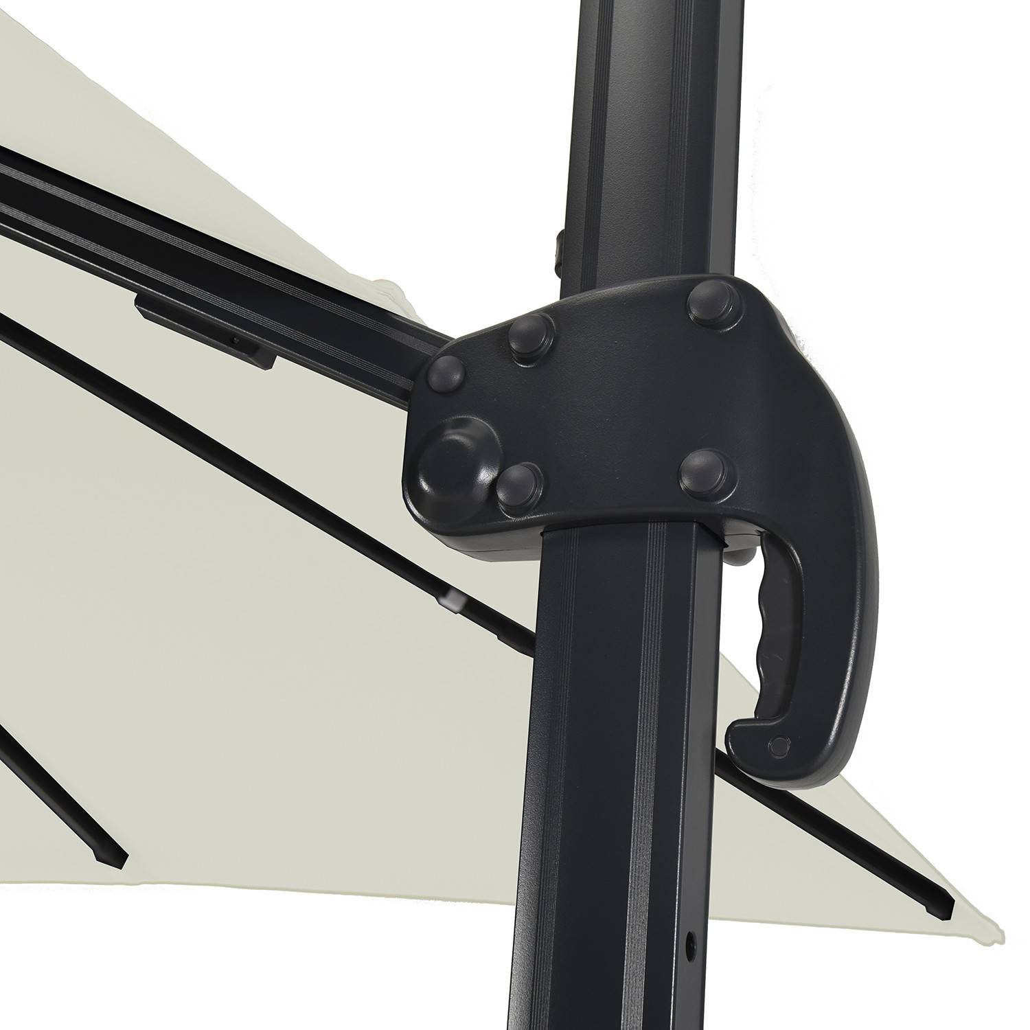 Autre - Parasol déporté LED 3x4m rectangle en aluminium + housse - rotatif 360° - Beige - ROME - Imagen 5