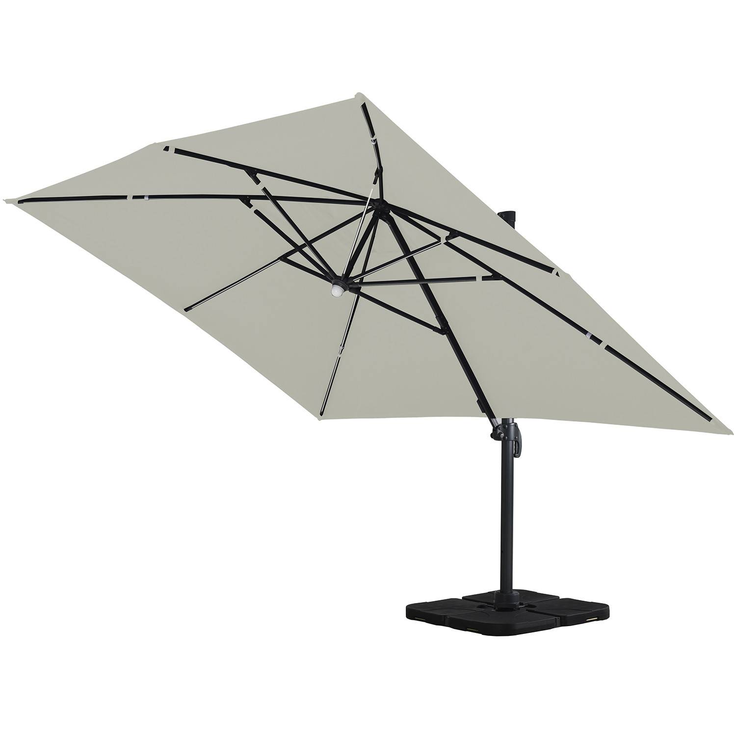 Autre - Parasol déporté LED 3x4m rectangle en aluminium + housse - rotatif 360° - Beige - ROME - Imagen 9