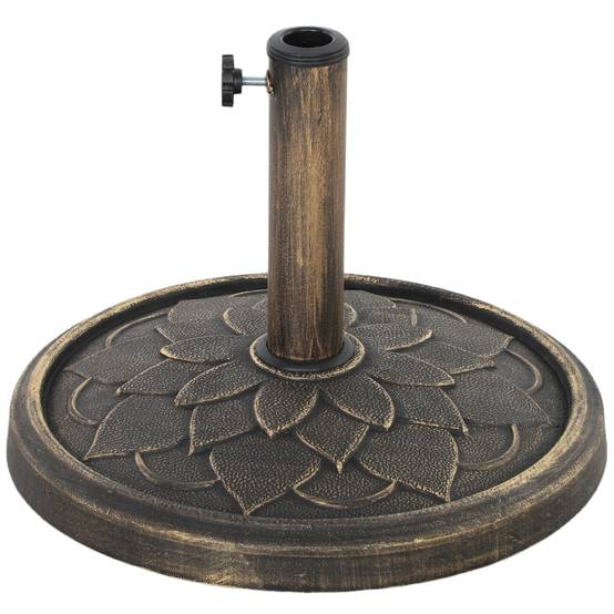 Base de parasol 12 kg avec manivelle intégrée, en résine, métal et béton, Ø46x34 cm, bronze - Image 2
