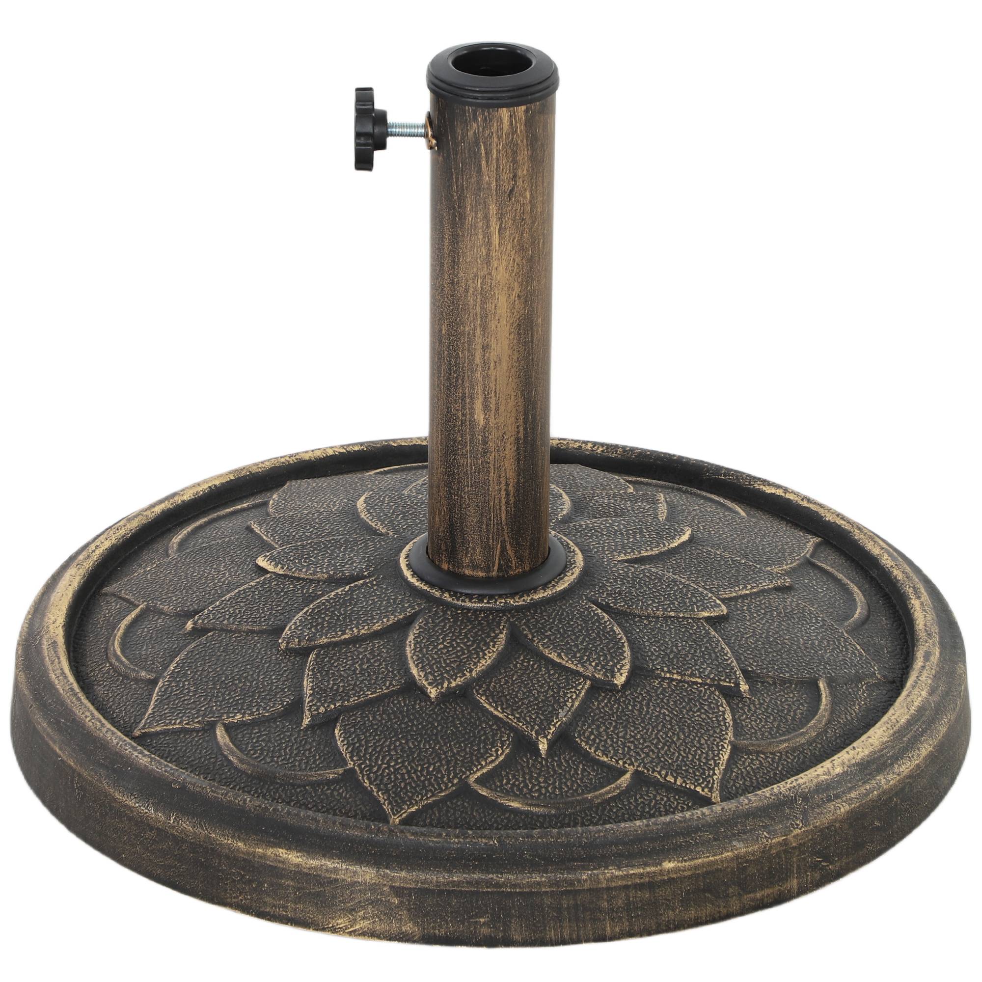Base de parasol 12 kg avec manivelle intégrée, en résine, métal et béton, Ø46x34 cm, bronze - Image 2