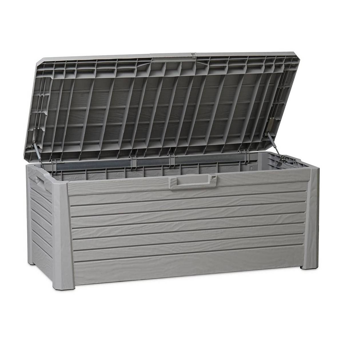 Coffre de Jardin Résine 550 Litres GRIS Effet bois FLORIDA 147 x 72 x 60 cm Haute résistance UV TOOMAX - Imagen 2