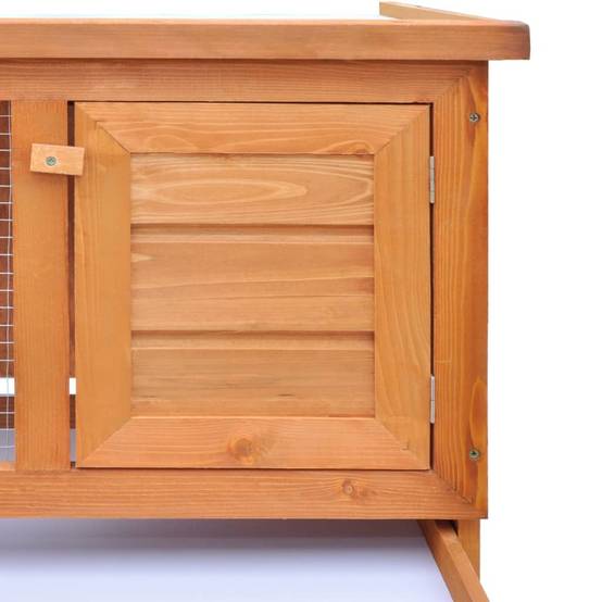 Clapier en bois 1 niveau pour lapin avec enclos sécurisé 90cm – ComfortXL Outdoor Living - Image 3