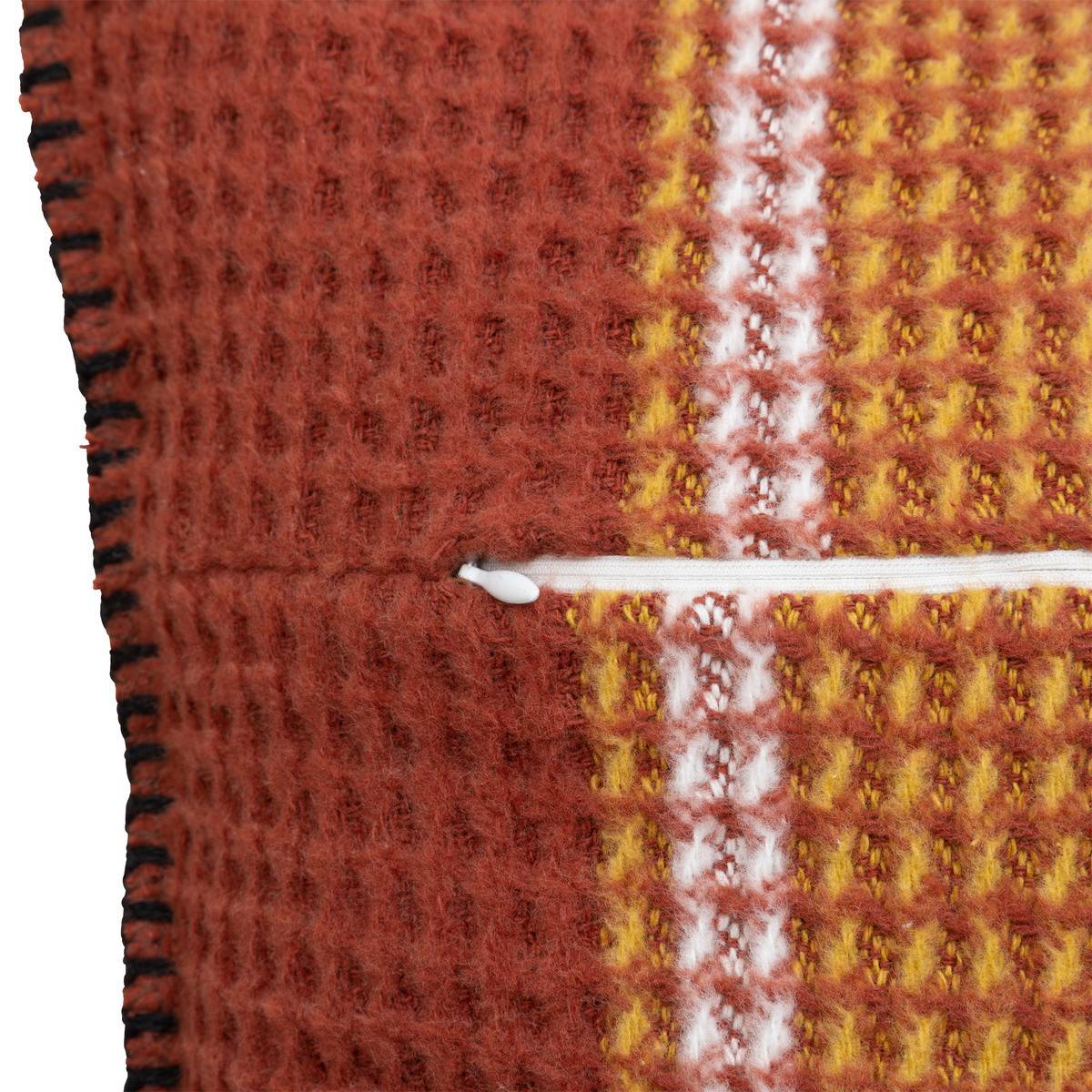 Atmosphera - Coussin décoratif Nid d'abeille motif tartant Terracotta 45 x 45 cm - Imagen 3