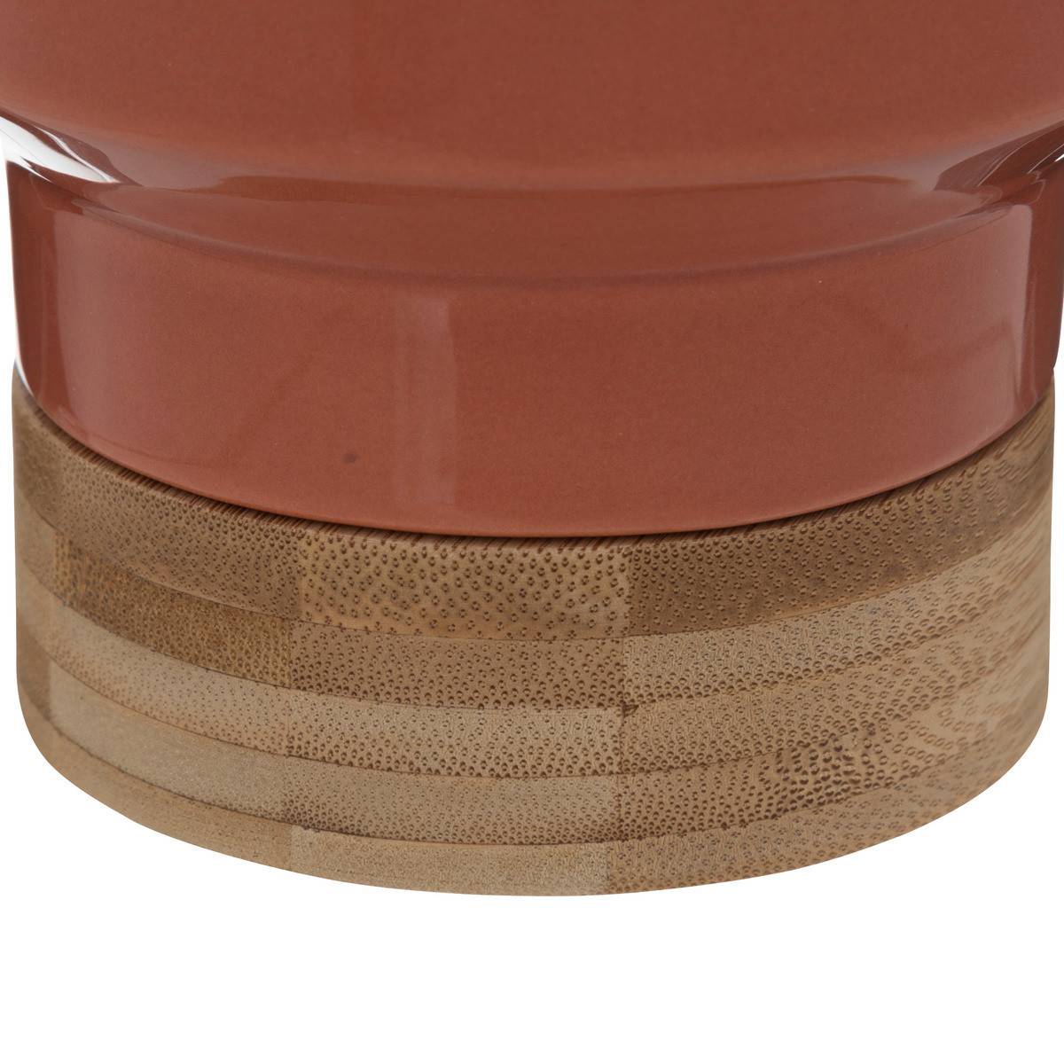 Plante artificielle pot en céramique Pêche et Bambou H 26 cm - Imagen 3