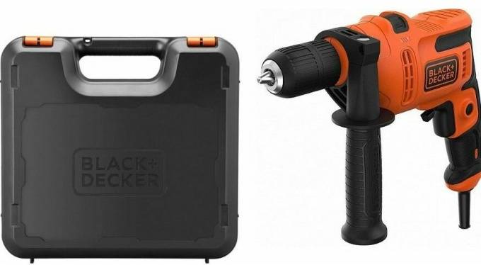 Black & Decker - Perceuse à percussion filaire - 500W - BLACK+DECKER - avec poignée latérale - coffret - BEH200K-QS - Imagen 2