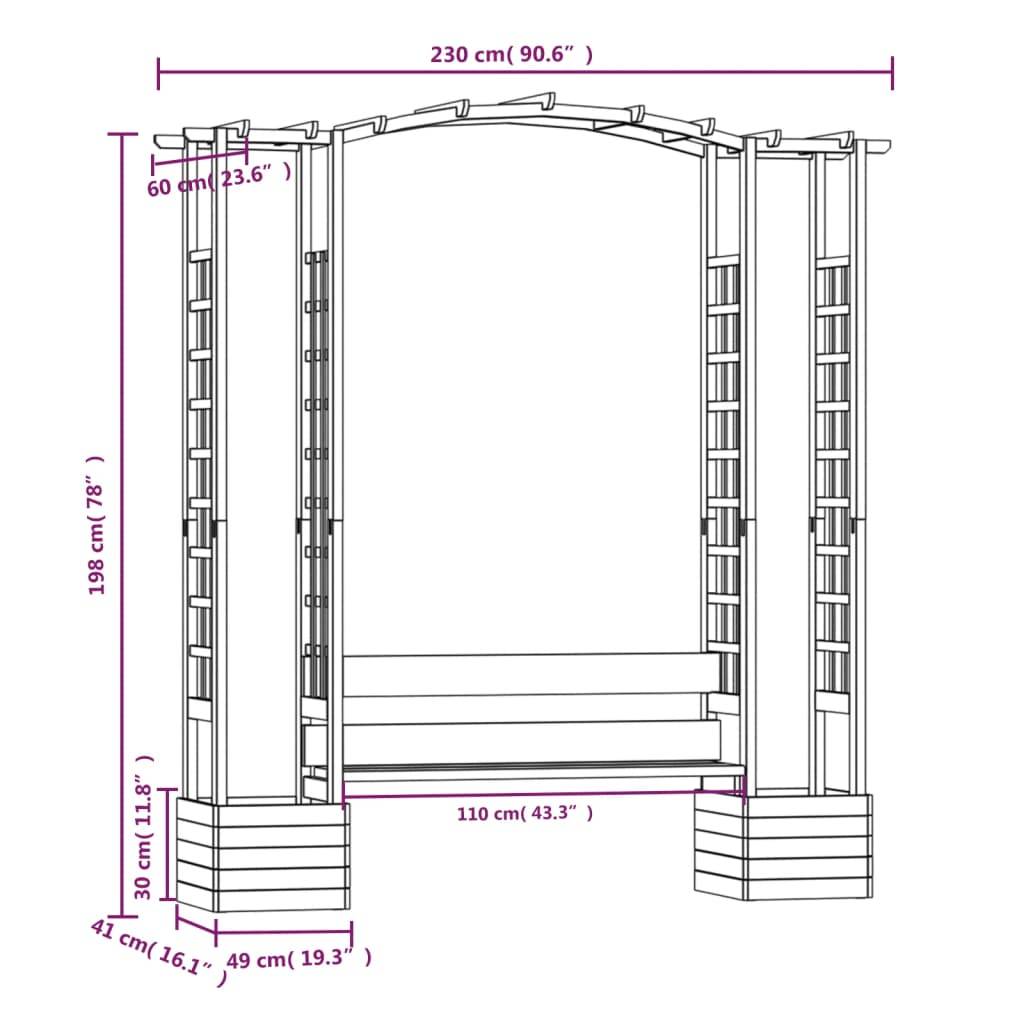 Vidaxl - Pergola de jardin avec banc et jardinières Bois de pin imprégné vidaXL 318566 - Imagen 3