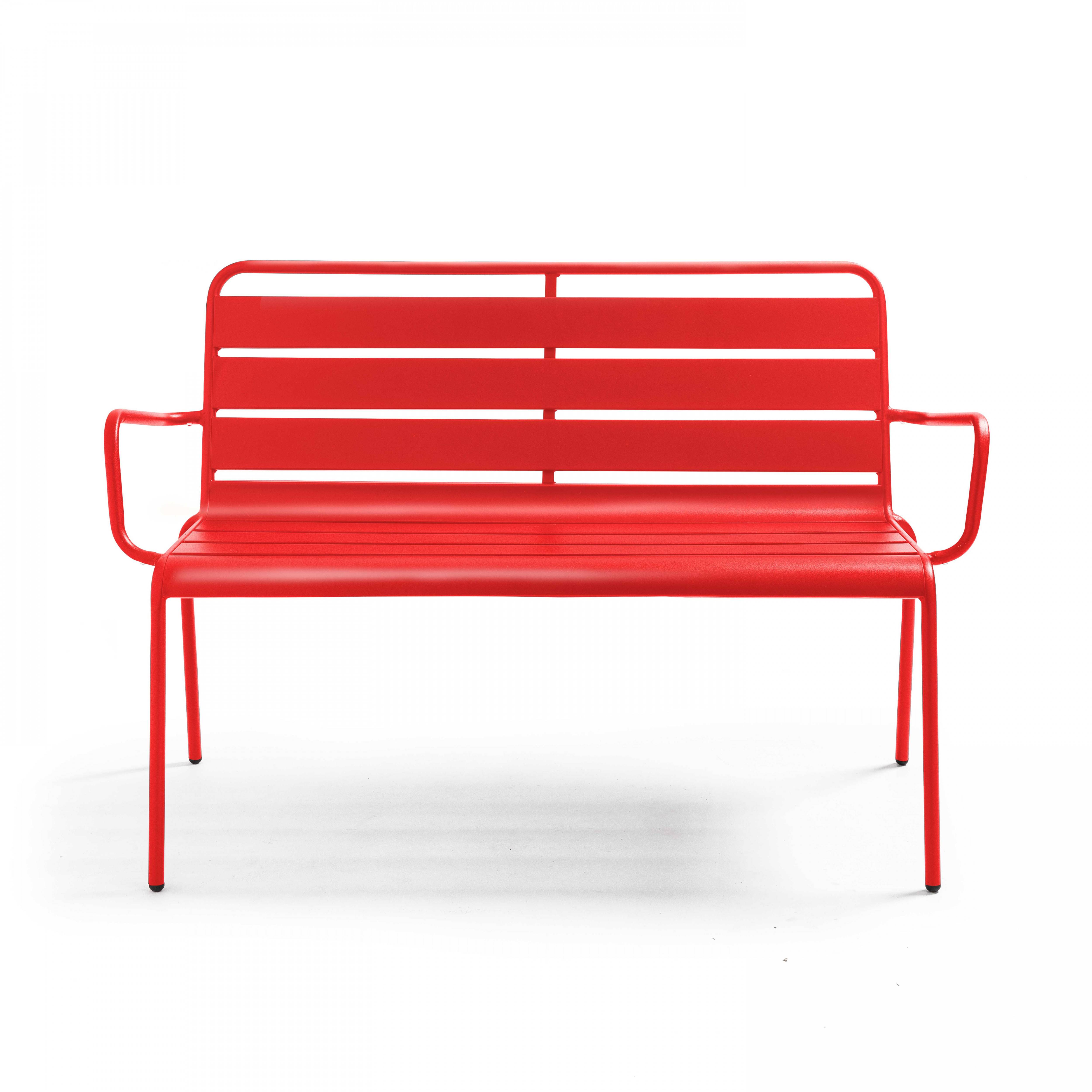Oviala - Banc de jardin en métal rouge Palavas - Oviala - Imagen 2