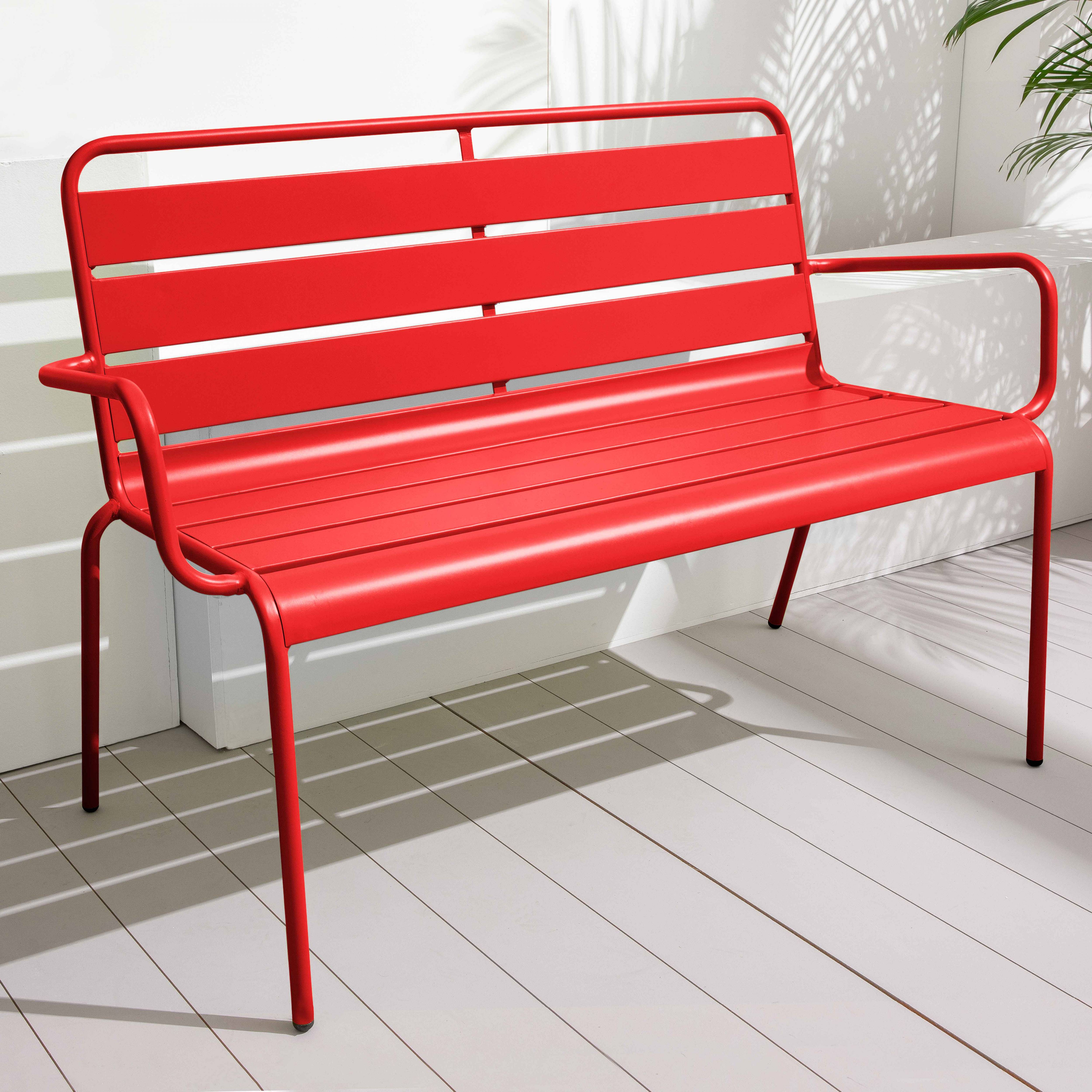 Oviala - Banc de jardin en métal rouge Palavas - Oviala - Imagen 6