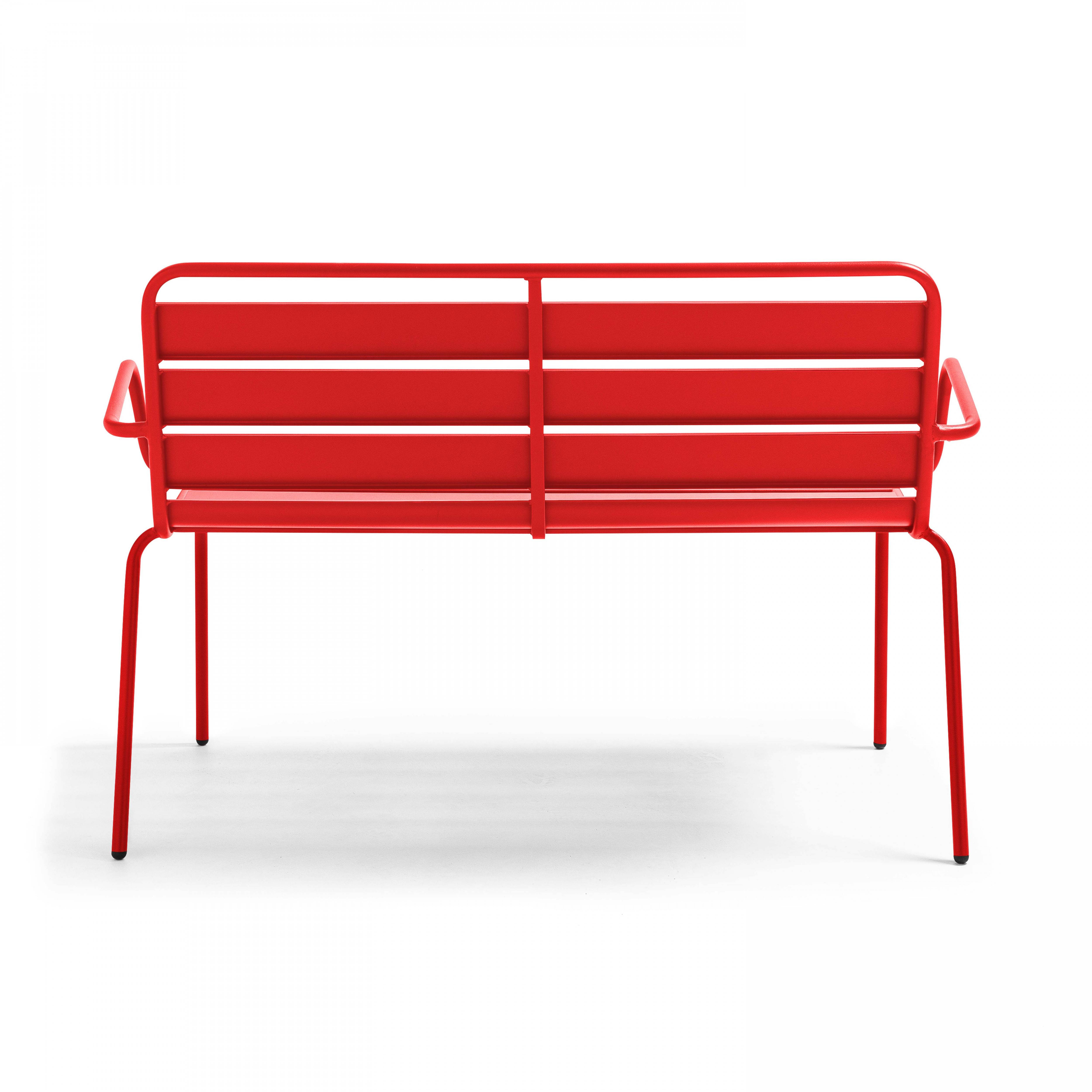 Oviala - Banc de jardin en métal rouge Palavas - Oviala - Imagen 3