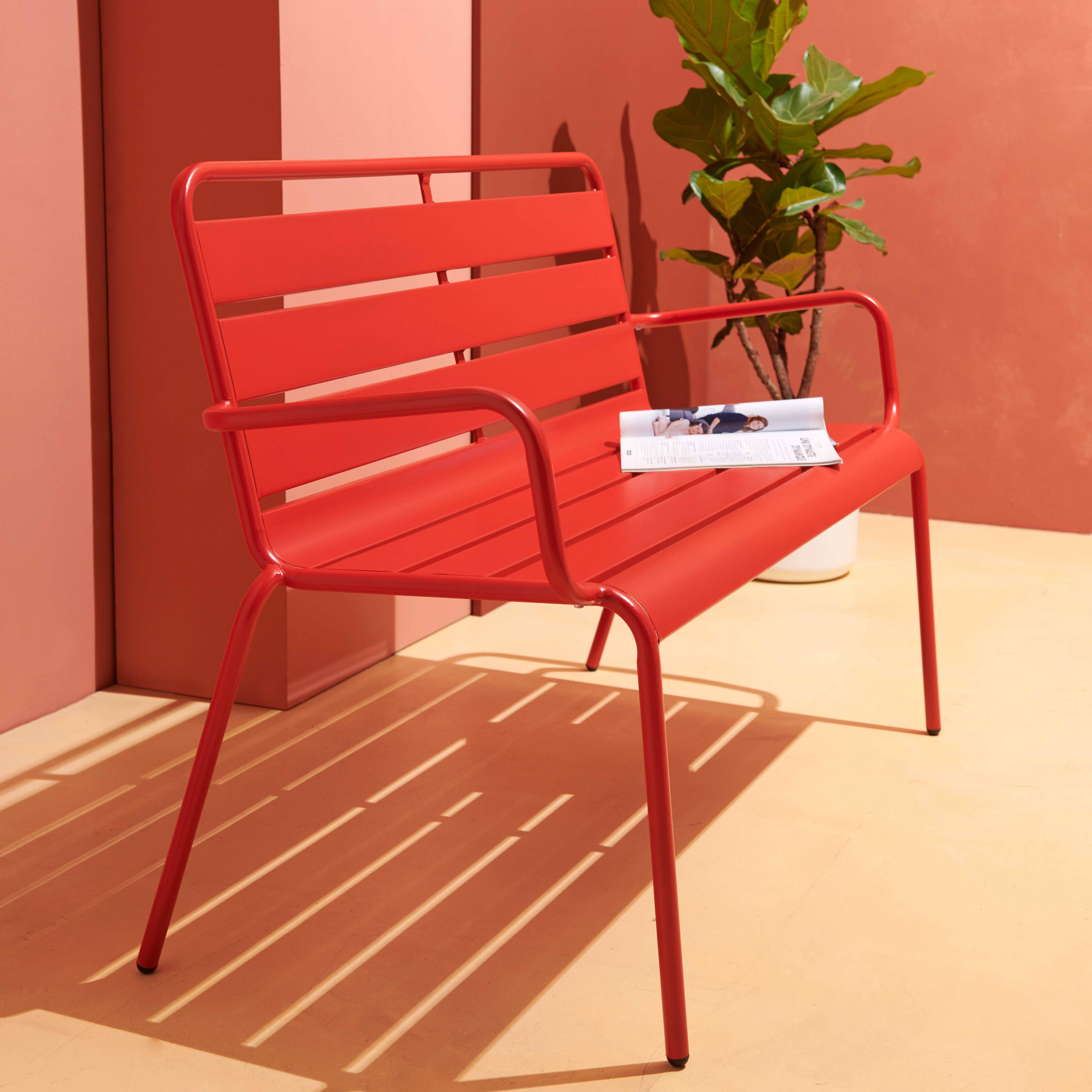 Oviala - Banc de jardin en métal rouge Palavas - Oviala - Imagen 5
