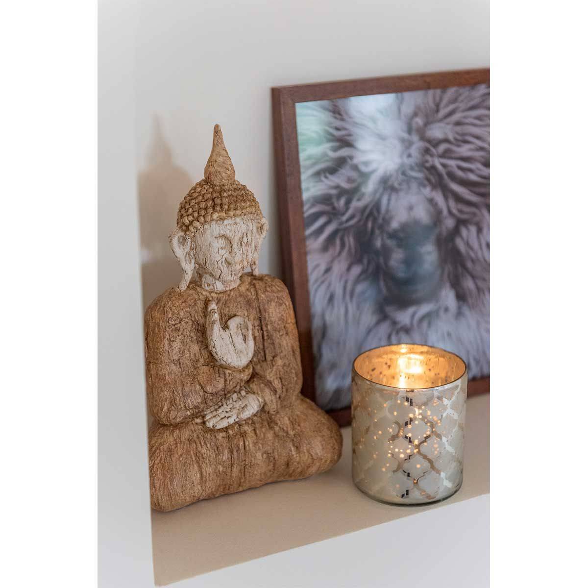 Statuette Déco "Bouddha Assis" 26cm Beige - Image 2