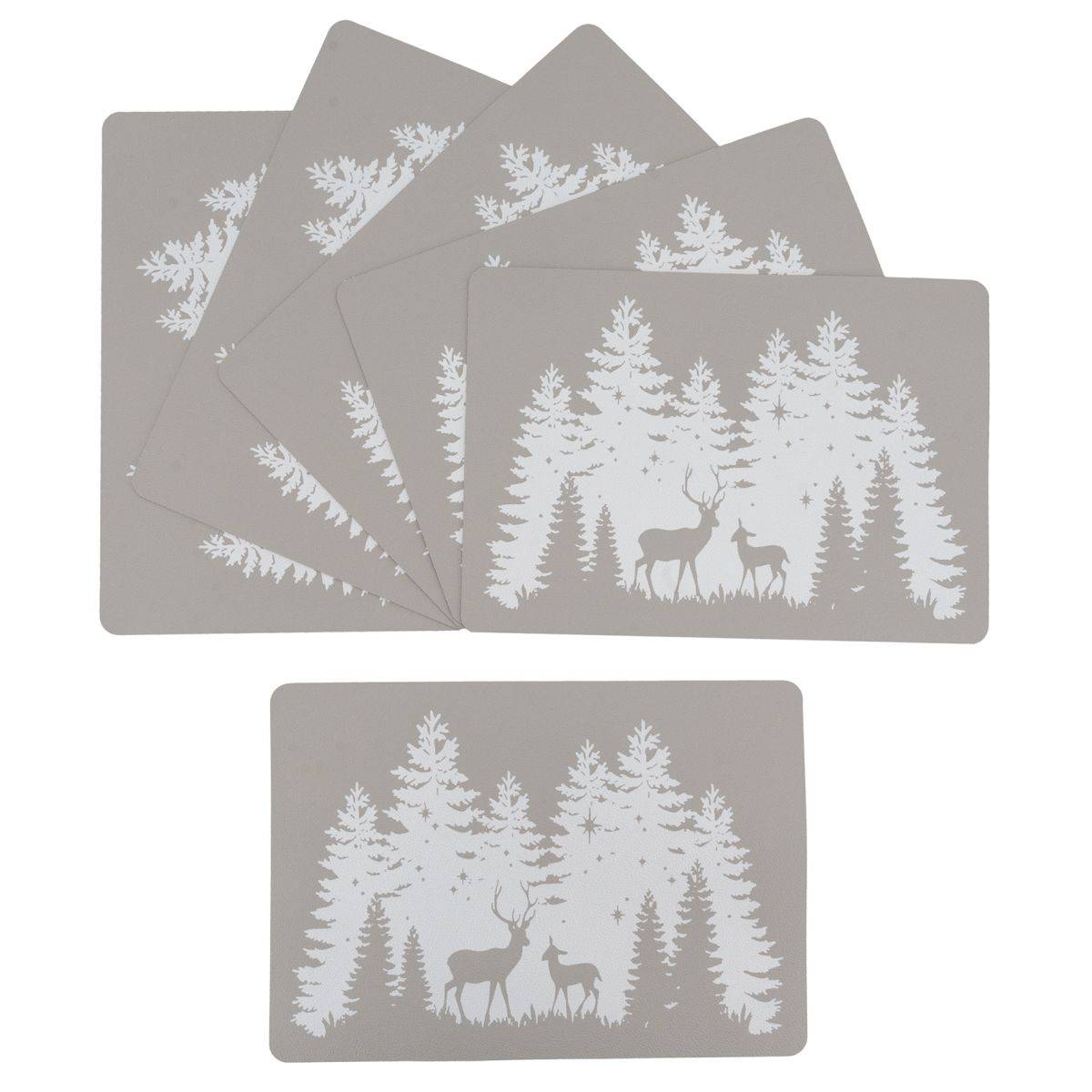 Aubry Gaspard - Sets de table rectangulaires en vinyle gris Cerf (lot de 6) - Imagen 1