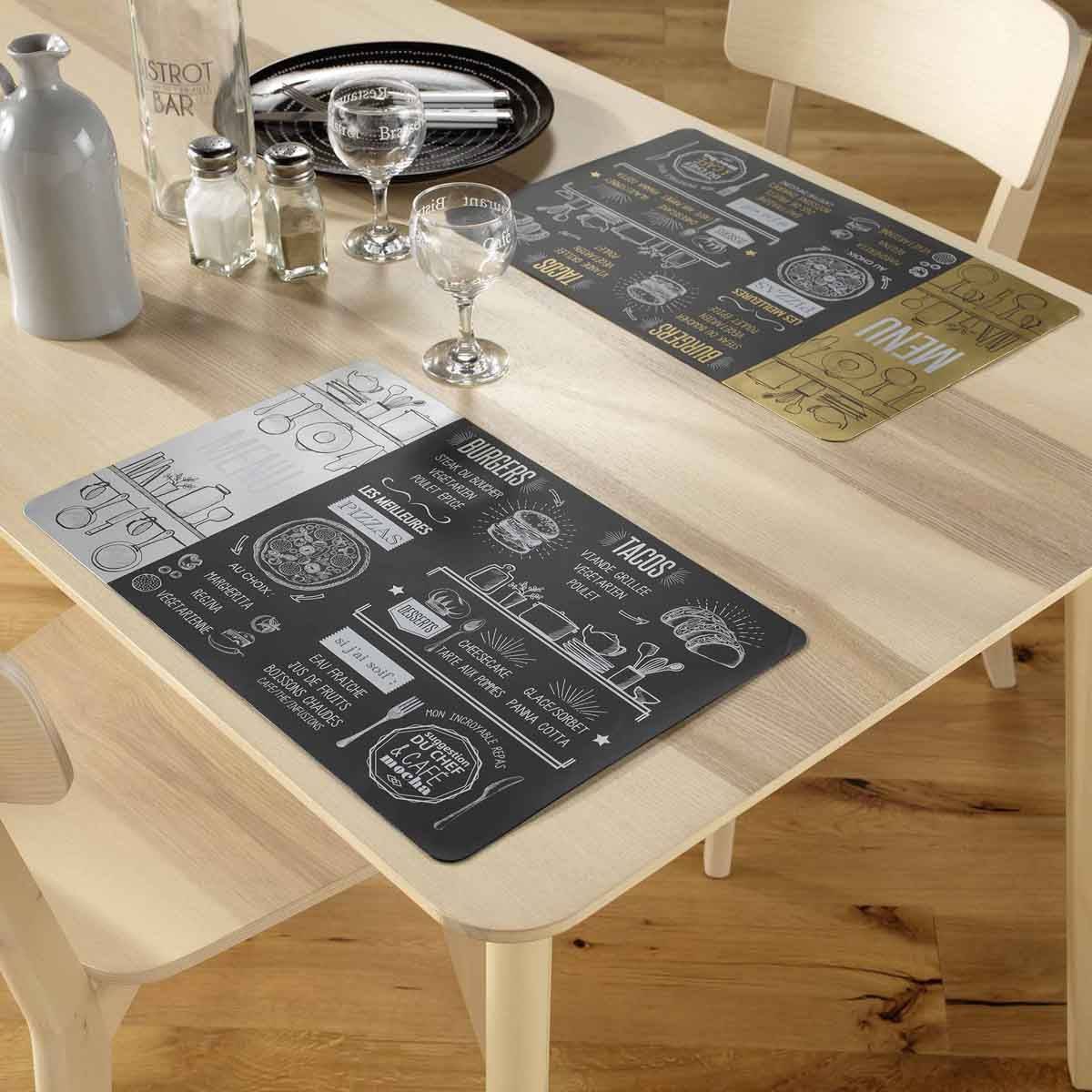 Set de Table Imprimé "Brasserie" 28x43cm Or - Image 3