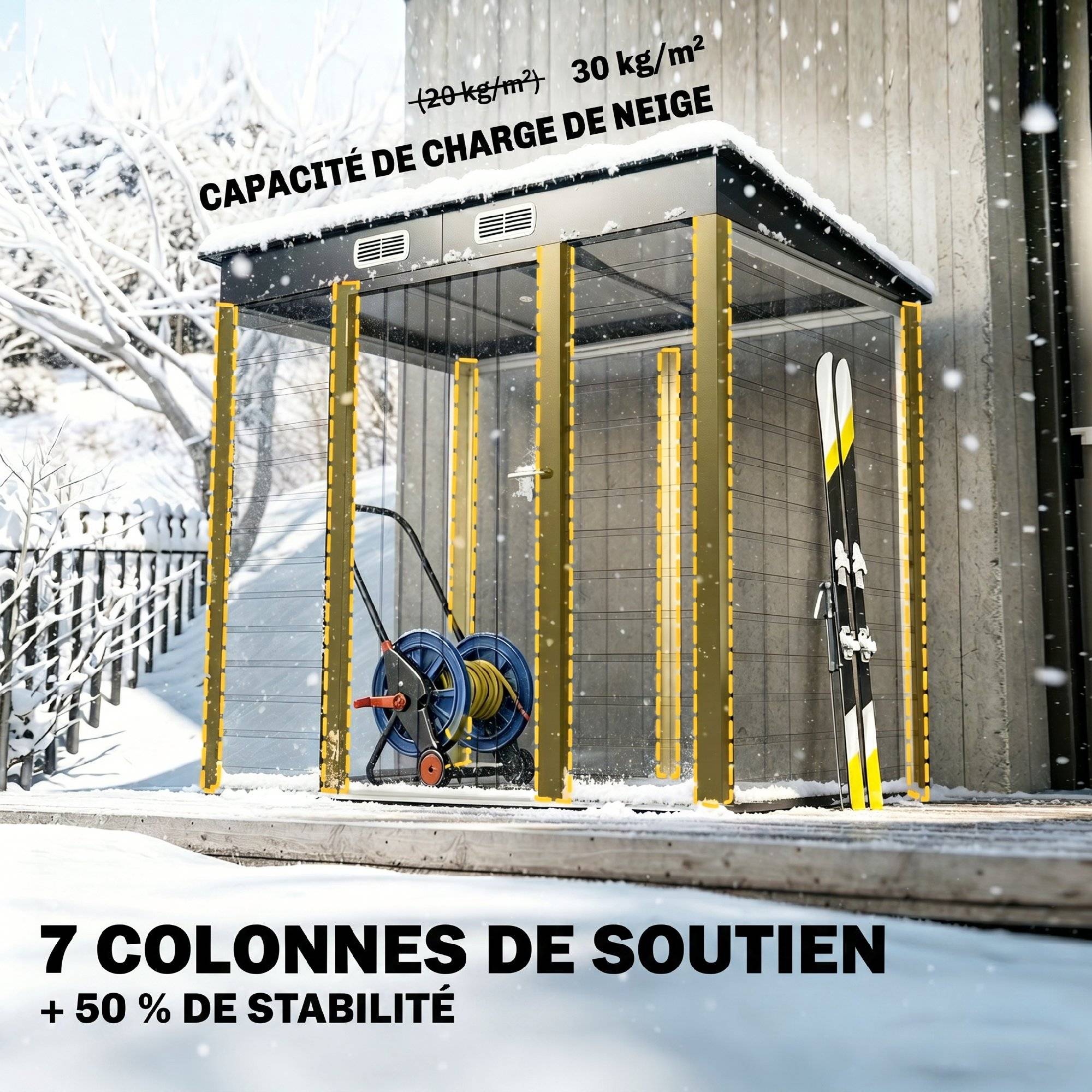 Maison Chic - Abri de jardin 2,3m² - pour Outils - cabanon Porte verrouillable - 191x130x166,5-183cm - acier - Image 6