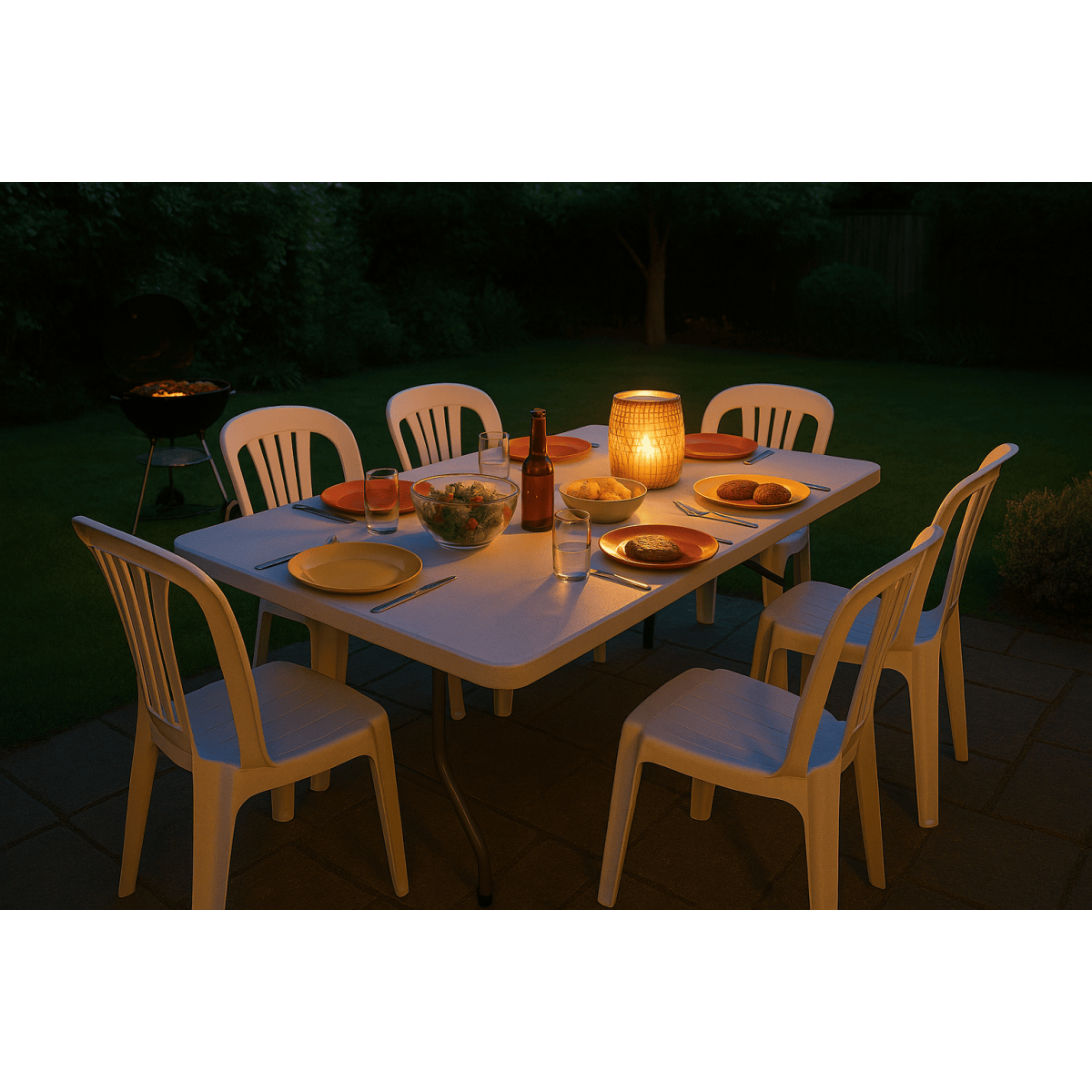 Table de jardin pliante 8 places 180x75xH74 cm Blanche Polypropylène Haute resistance Camping Réceptions KZ GARDEN - Imagen 3