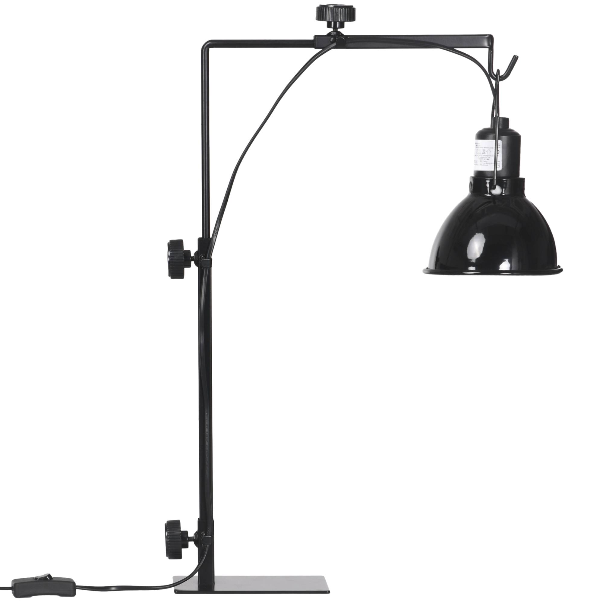 Sans Marque - Support de lampe chauffante pour reptiles hauteur et largeur réglables pour amphibiens base en acier 32 x 9 x 67 cm noir