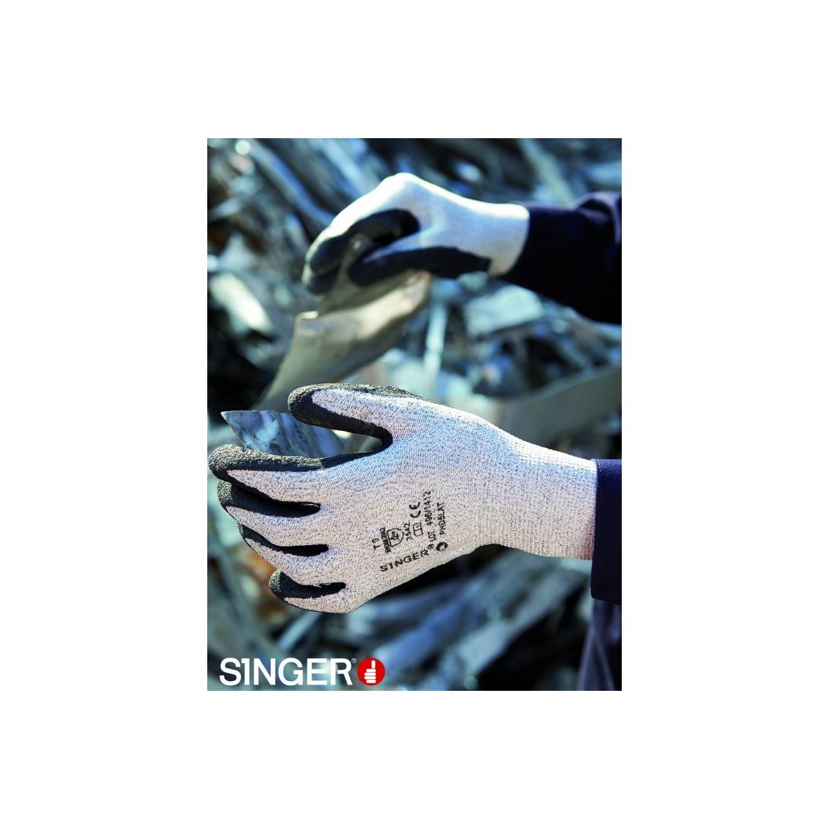 Gant Anti Coupure SINGER Tricot enduit latex latex taille 10 protection niveau 5 dos aere - Imagen 2